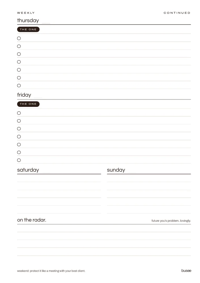 BUSEE A4 week page