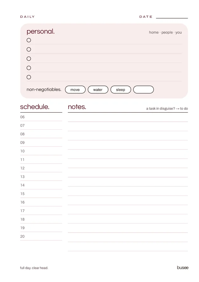 BUSEE The Daily — today page in burgundy